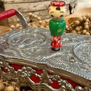 Vintage Mechanical Music Box with Rotating Doll Figurine Asian Style